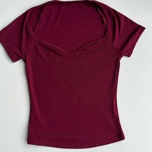 Shein Cranberry Ribbed Top Sz S